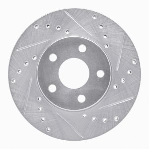 Buick Skylark Brake Rotor (1) - Front Right - R1 Concepts - Drilled & Slotted - Silver - `90-`05 Buick Skylark Brake Rotor (1) - Front Right - R1 Concepts - Drilled & Slotted - Silver - `90-`05